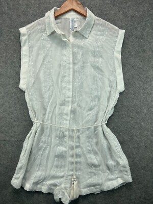 NWT Isabella Rose Villa Romper Swim Cover Womens Large Marshmallow White