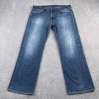 VINTAGE Lucky Brand Jeans Mens 36x29 Blue Vintage Straight Distressed Denim  USA