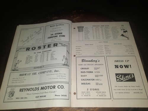 Nov 29,1950 NBA Basketball Program Minneapolis Tri-Cities Ex Blackhawk Sports - Picture 4 of 8