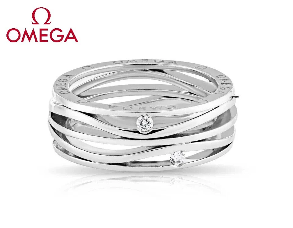 $5950 / NUEVO / OMEGA Anillo Banda Diamante Oro 18k y Caja Original Foto 2 de 4
