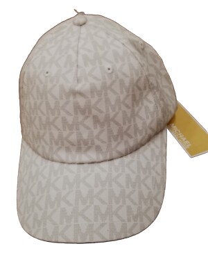 NWT Michael Kors White MK Logo Monogram Strap Back Baseball  display picture 1