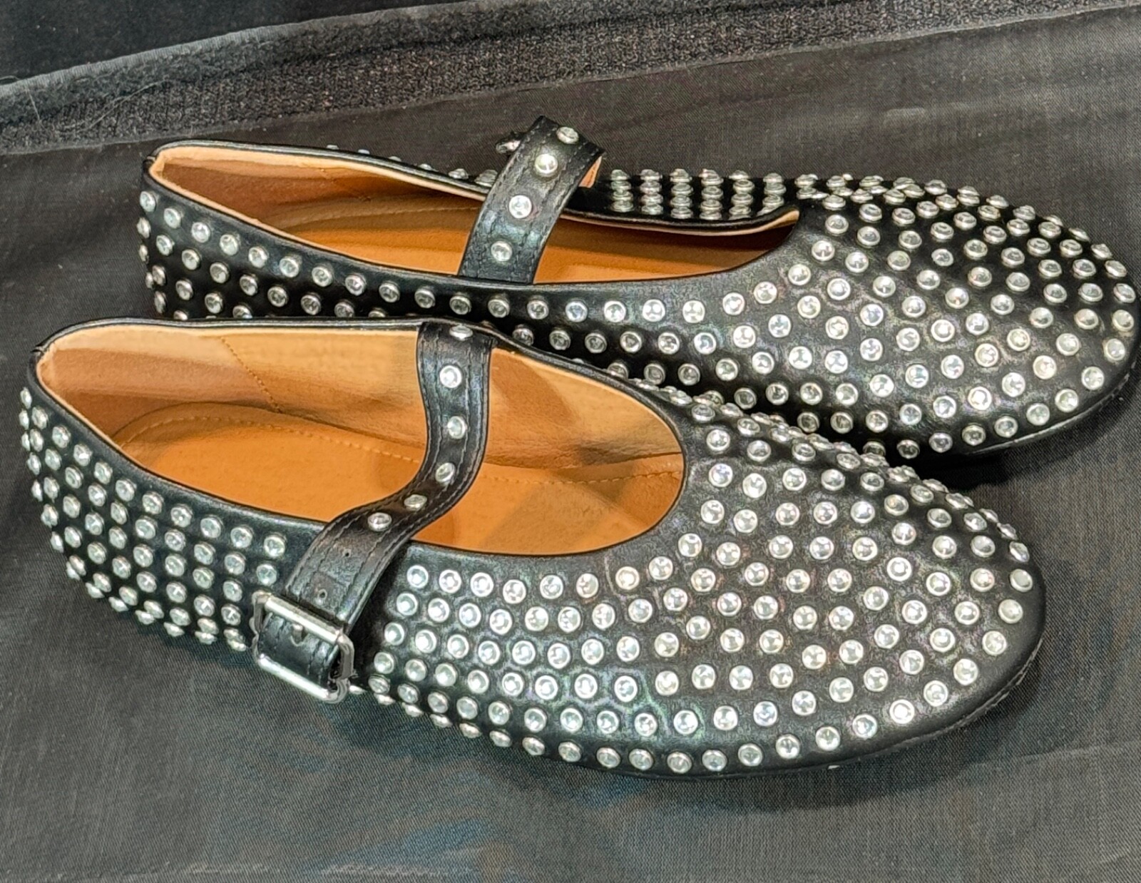 Micifa rhinestone ballet flats for women,sparkly crystals ballerina shoes buckle