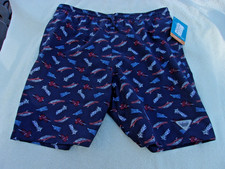 NWT Columbia swim shorts, Youth L, XL, elastic waist, lining, poly., blue, bait