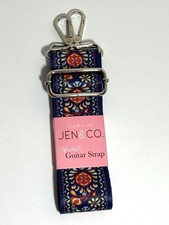 Jen  Co Adjustable Guitar Strap Purse Tote Strap Boho Blue Silver Tone Hardware