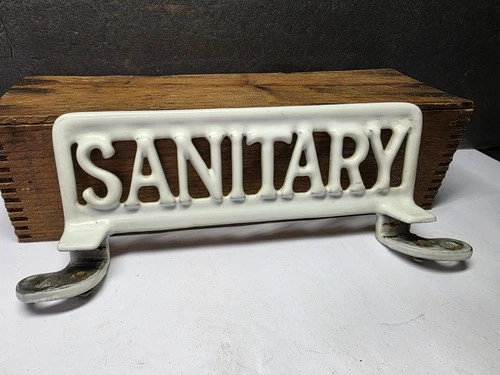 VINTAGE CAST IRON SIGN WITH PORCELAIN SANITARY MEDICAL DOCTOR INDUSTRIAL