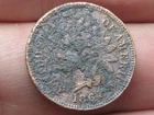 1864 L Indian Head Cent Penny, With L, Pointed Bust, RPD, Snow 3, Crusty