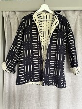 Quilted Black & Ecru Dash Printed Jacket Reversible Etsy Large Kimono Like Toast