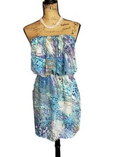 City Triangles Womens M Strapless Mini Dress Abstract Elastic Summer Beach Resor