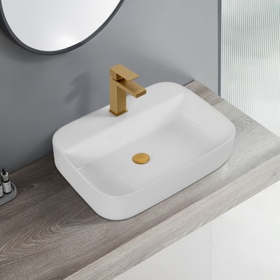 Bothwa Home Rectangular Ceramic Vessel Sink White Countertop Basin CUPC