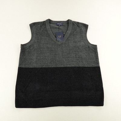 Fred Perry Sweater Vest 2XL Field Green Colourblock Chenille Tank Pullover NEW