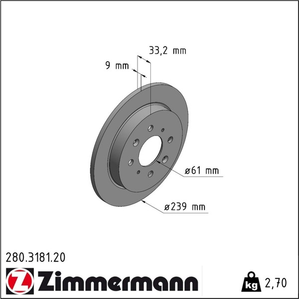 2X Zimmermann 280.3181.20 Bremsscheibe FüR Honda Jazz GE GG GP ZA GK-image