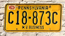 1979 Pennsylvania MV Motor Vehicle Business License Plate C18-873C