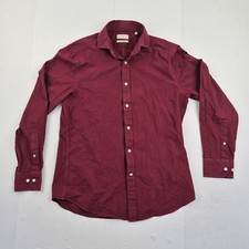 MOSS Shirt 15 38 Red Mens 100 Cotton Long Sleeve Button Down
