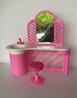 Vintage Mattel 1987 Pink Barbie Vanity with Sink Stool Set Beauty Hair Salon