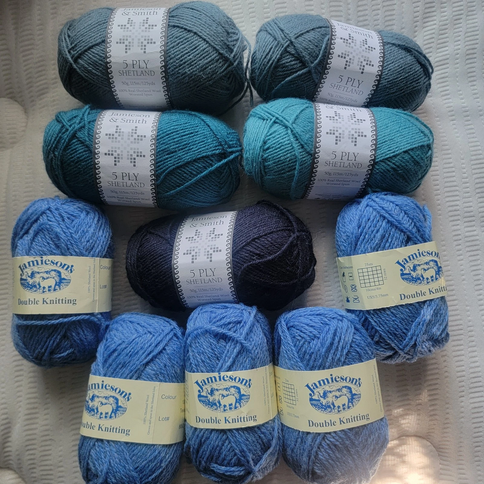 Jamieson's DK And Jamieson & Smith 5ply Shetland Mixed Blue Lot Of 10 Skeins image 1