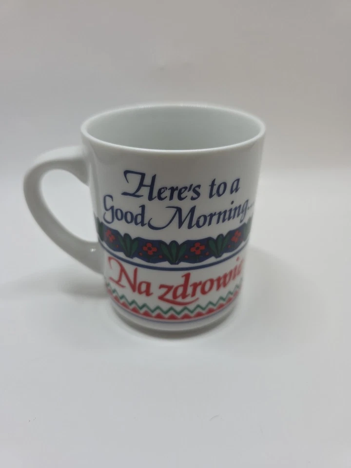 Caneca de café cerâmica polonesa Here's to a Good Morning Na Zdrowie Abbey Press - Imagem 2 de 4