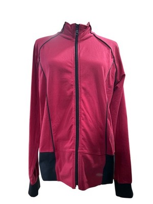 City Tech by City Lights Women s Full Zip Sweatshirt L Red Black Activewear