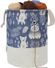 Yarn Bag, Large Crochet Bag Organizer, Drawstring Large, Navy Blue