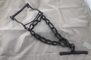 Antique Forged Iron Horse Bit with Chain & T-Handle