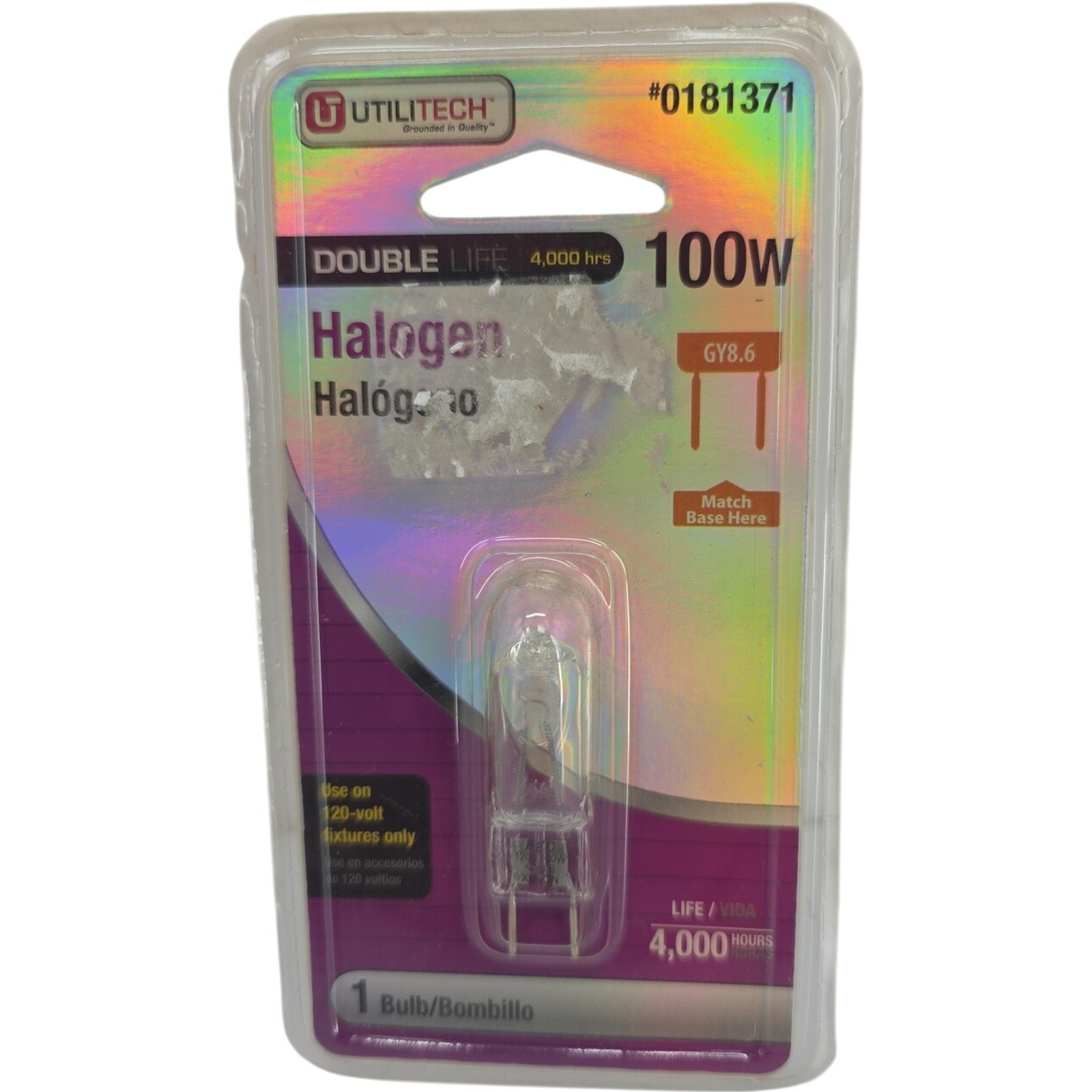 Utilitech Halogen Xenon Light Bulb 100W GY8.6 Base Double Li