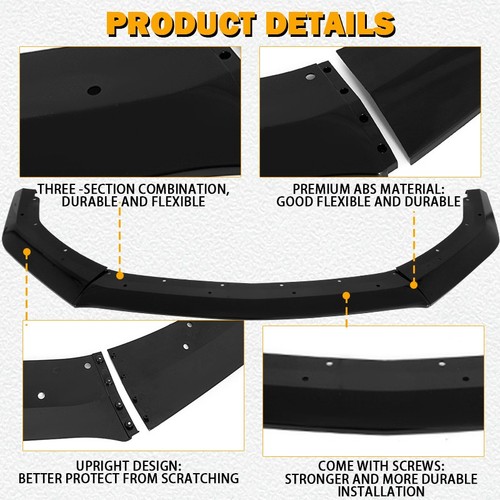 ABS Front Body Bumper Splitter Lip Spoiler For Ford Mustang GT 2024+ Gloss Black - Picture 7 of 15