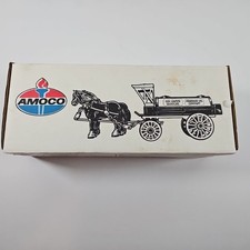 Vintage 1990 ERTL Amoco Red Crown Gasoline Horse Drawn Tank Wagon Bank 9563 NIB