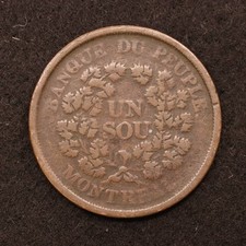 *Lower Canada 1 Sou Copper Coin 1838 E39597a2