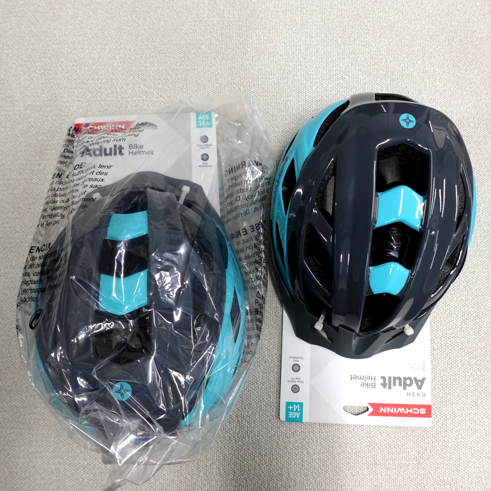 (New) 2x Schwinn Dash Adult Bike Helmet Teal Grey Lightweight Hardshell Cycling Safety (12.99 USD)