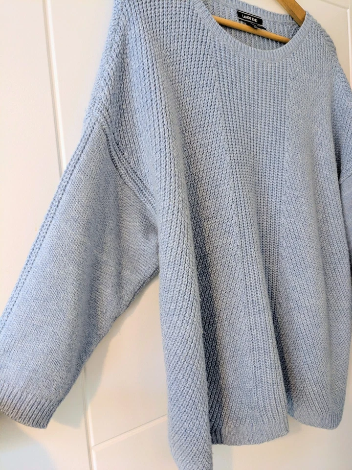 Lands End Baby Light Blue Soft Cosy Chunky Knitted Jumper Size L 16/18 - Image 3 of 4