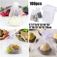 Versatile Drawstring Organza Bags 100pcs for Jewelry Gifts and Small Items