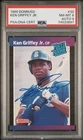 Ken Griffey Jr. 1989 Donruss Signed Rated Rookie #33 Baseball Card PSA/DNA 8