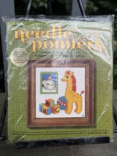 NOS Vintage Needlepoint Kit Sunset Designs Jiffy Photo Frame Giraffe Baby 1977