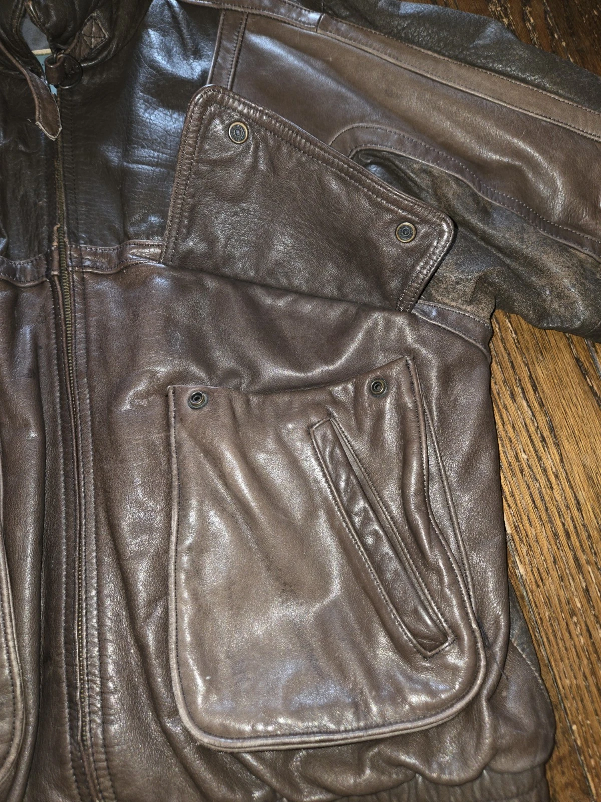 Vtg Aeropostale Compagnie Generale Leather Bomber Jacket Size 46 1980s 90s - product detail image 8