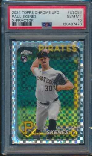 PSA 10 PAUL SKENES 2024 TOPPS CHROME UPDATE X-FRACTOR REFRACTOR RC GEM MINT