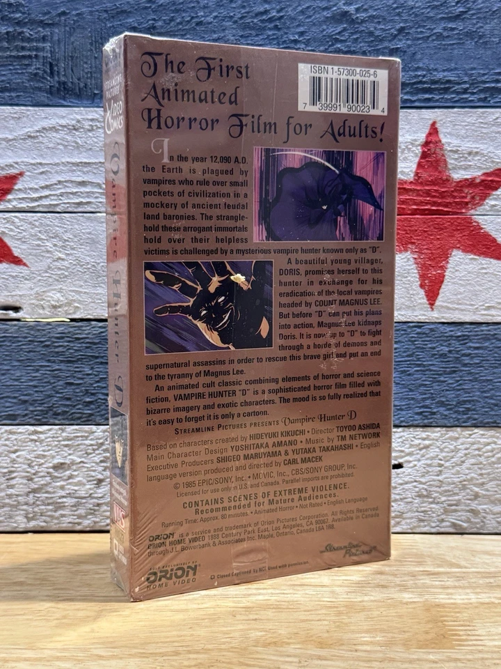 Vampire Hunter D VHS 1985 Streamline Pictures Orion Home Video Horror Anime - Image 2 of 4