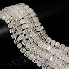 Natural Clear Quartz Faceted Cube Beads Size 8mm 15.5'' Strand