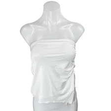 Princess Polly White Sleeveless Strapless Tube Bandeau Ruched Blouse Top Size 2