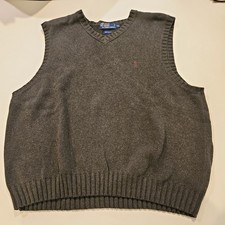 Polo Ralph Lauren Men's Charcoal Gray 100 Cotton Sweater Vest Size XXL