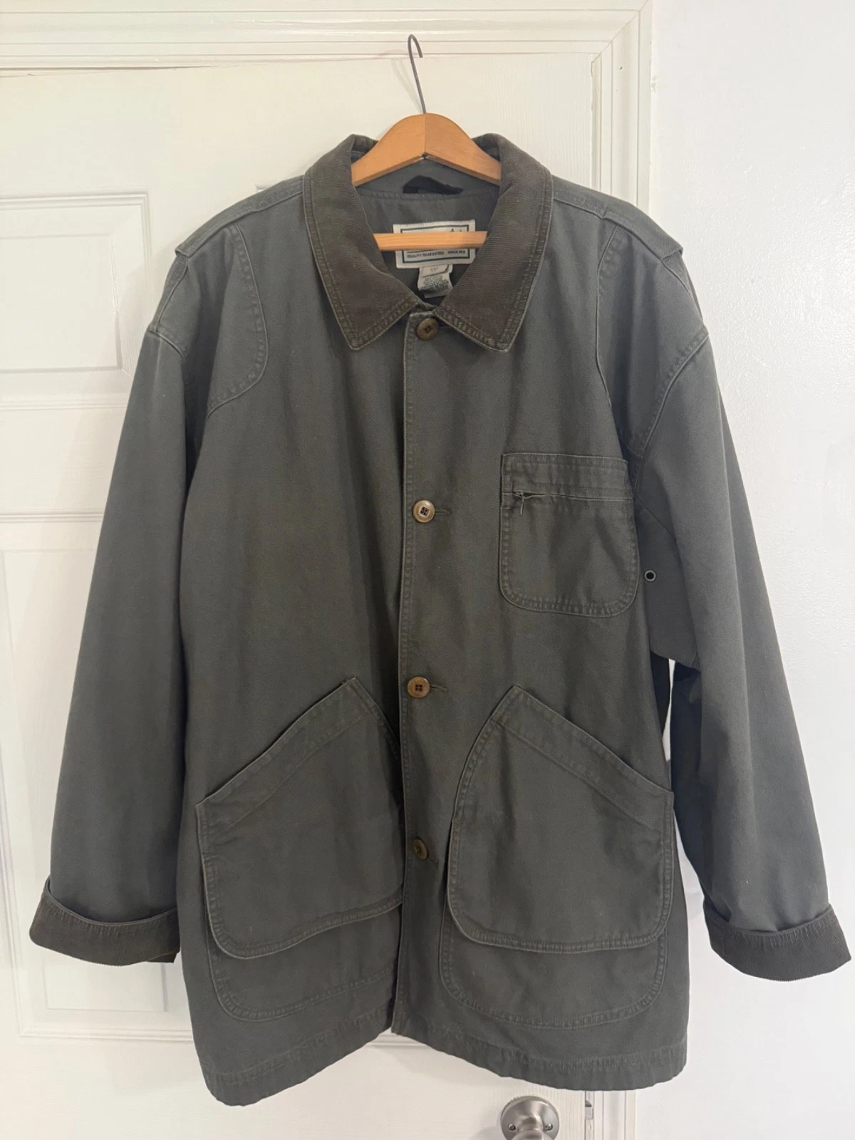 LL Bean Men’s Original Field Coat Cotton flannel-Lined Size XXL Olive Green image 1