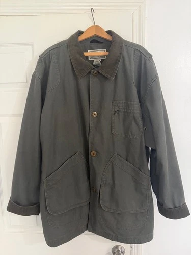 LL Bean Men’s Original Field Coat Cotton flannel-Lined Size XXL Olive Green video thumbnail