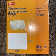 Zszywki laserowe / atramentowe 1500 białe etykiety wysyłkowe 4" Avery 5164/8164