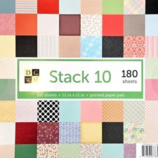 DCWV 2016 Stack 10 180 sheets Colorful Scrapbook Craft Paper Pad 12" x 12"