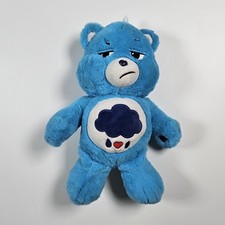 Care Bears Blue Grumpy Bear Plush Toy Belly Rain Cloud 14 Stuffed Animal Toy