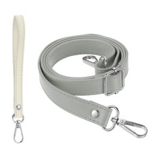 28-52 Inch Adjustable Leather Purse Strap with Wristlet, Grey/Silver