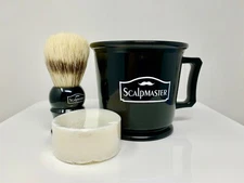 Scalpmaster Shaving Set Shaving Mug Shave brush Shave Soap Gift for Men Black 