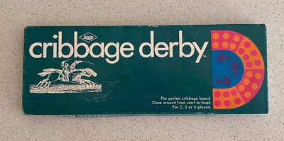 Vintage 1970 Cribbage Derby Board Original Lowe Complete In Original Box