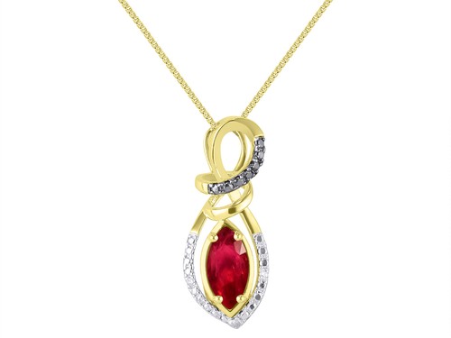 RYLOS Designer Necklace: Marquise Gemstone & Diamond Pendant, Gold-Plated Silver - Picture 14 of 16