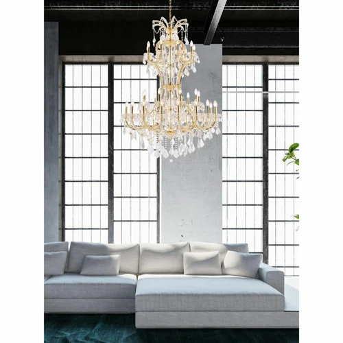 Large Crystal Chandelier Gold Entryway Foyer Dining Room 36 Light Fixture 64 in - Picture 2 of 9