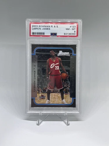 2003 BOWMAN R. & S. LEBRON JAMES ROOKIE BASKETBALL CARD RC #123 NM/MT PSA 8