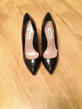 Image of Dune Ultra Slim Black Patent Pointed Court High Heels UK 3